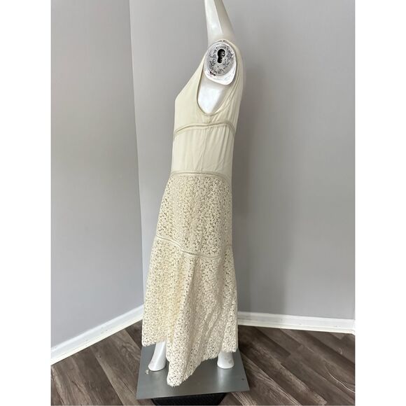 NWT Jil Sander Scoop Neck Floral Lace Asymmetric Midi-Dress Size 38 (US 8) - Picture 4 of 14